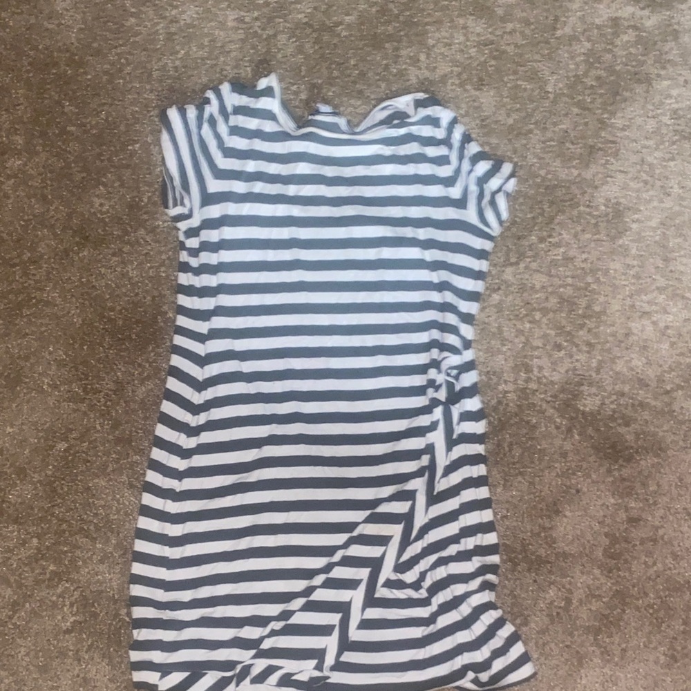 Chic Asymmetrical Striped Dress in Black and White